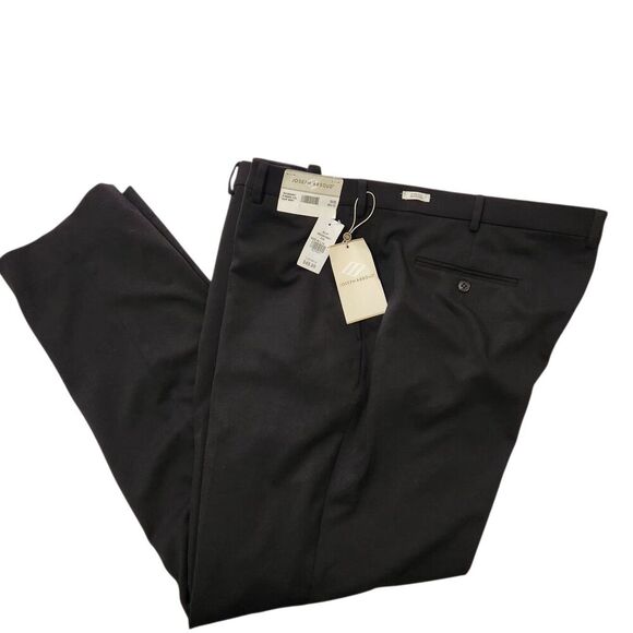 Joshep Abboud Dress Pants For Mens Size 46x32 Black Stretch Flat Front - Picture 1 of 12